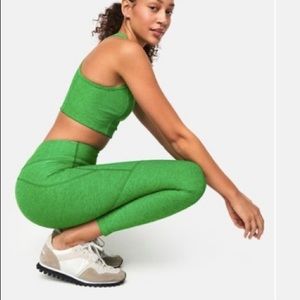 Outdoor Voices Pine Green Lime Warmup Leggings S